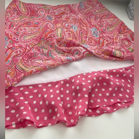 Jones New York Signature Silk Ruffle Hem Skirt Paisley Polka Dots Y2K Size 12 - Picture 4 of 7